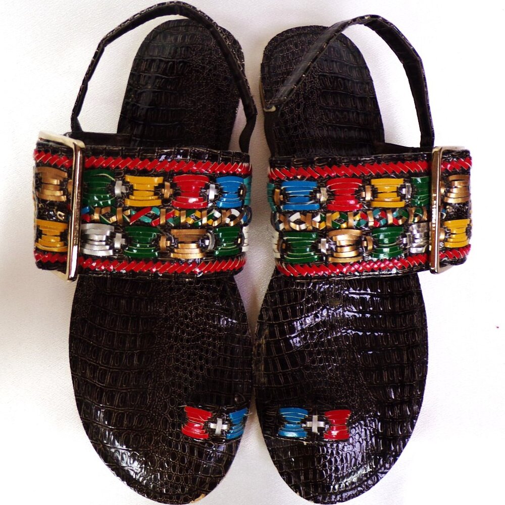 AMRITA SINGH size 9 multicolor flat-heel toe-ring sandals